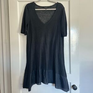 Eileen Fisher Silk Linen Black Dress